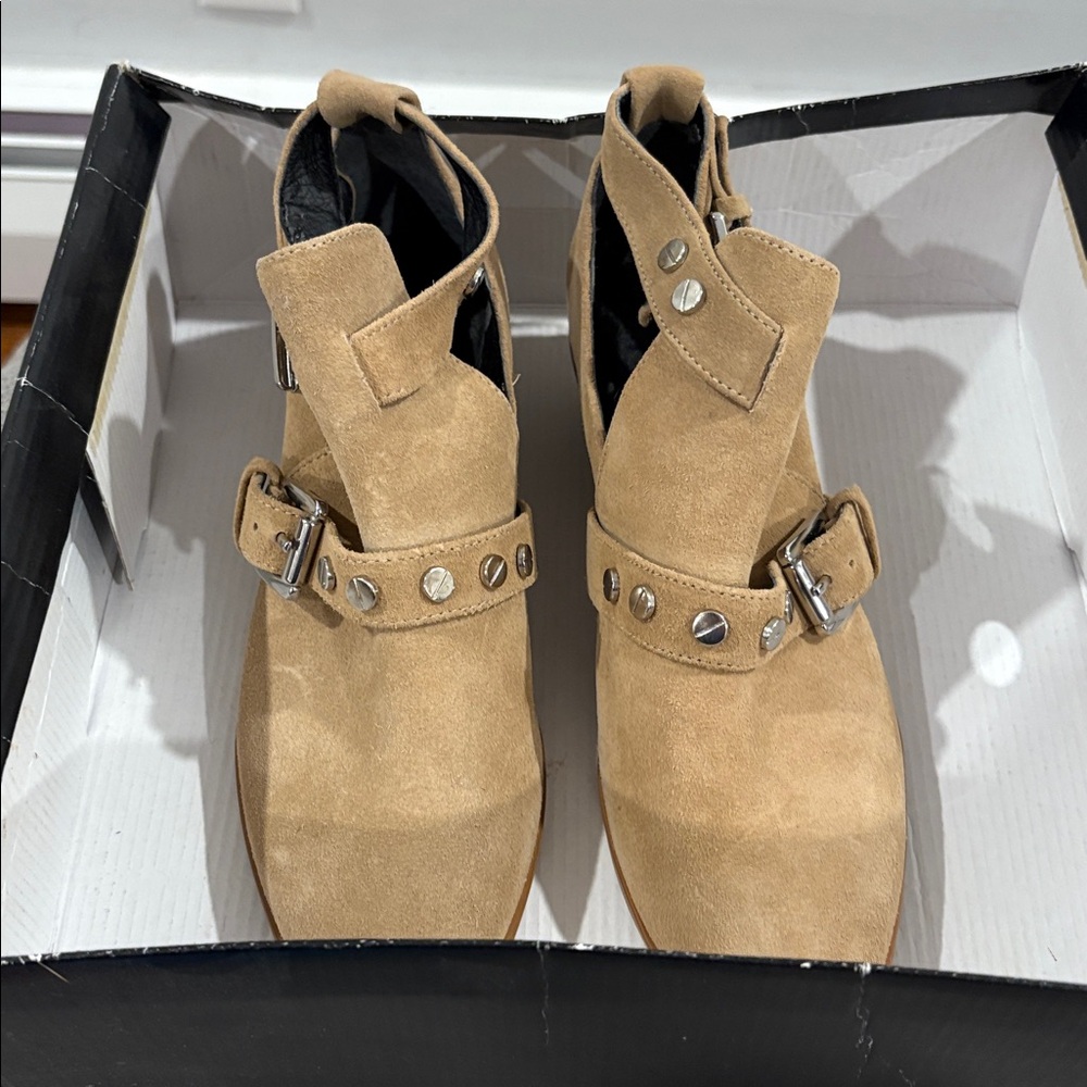 Rebecca Minkoff - Abigail Suede Booties- taupe. 7